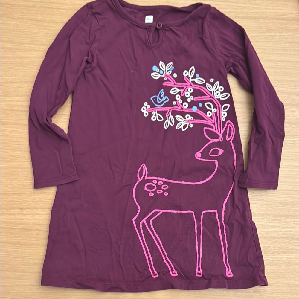 Tea Collection Purple Pink Long Sleeve Tee with Whimsical Design